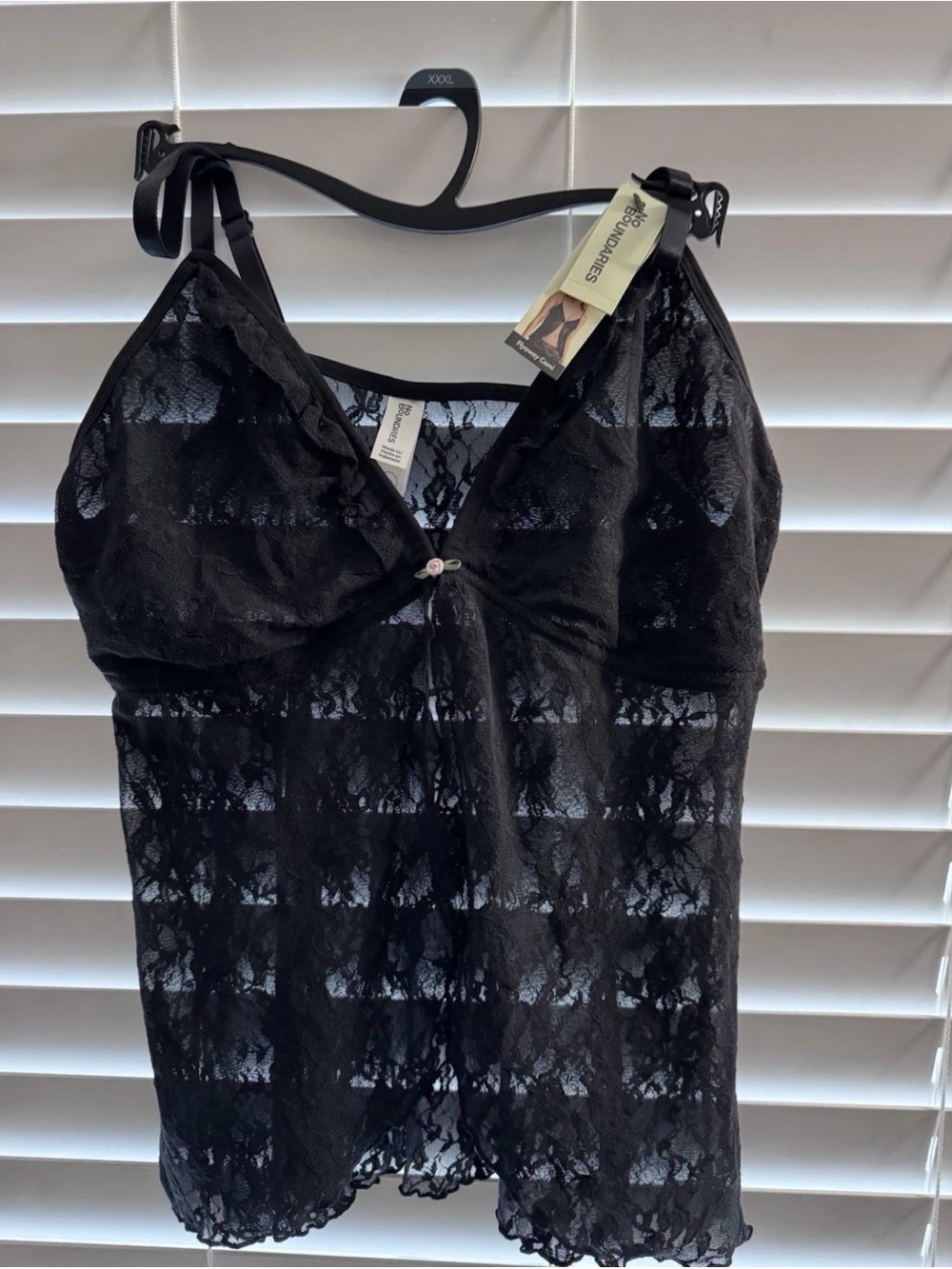 No Boundaries Black Lace Camisole with Adjustable Straps